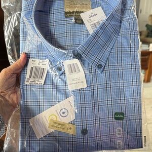 Cabela's Men's Blue Checkered Long sleeve Button Down Shirt- 3xl tall